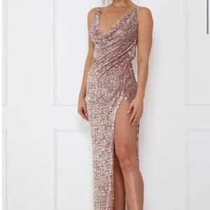 NWT Rose Gold Sparkle Dress for Wedding/Prom/Date/Party/Weekend Backless Dress